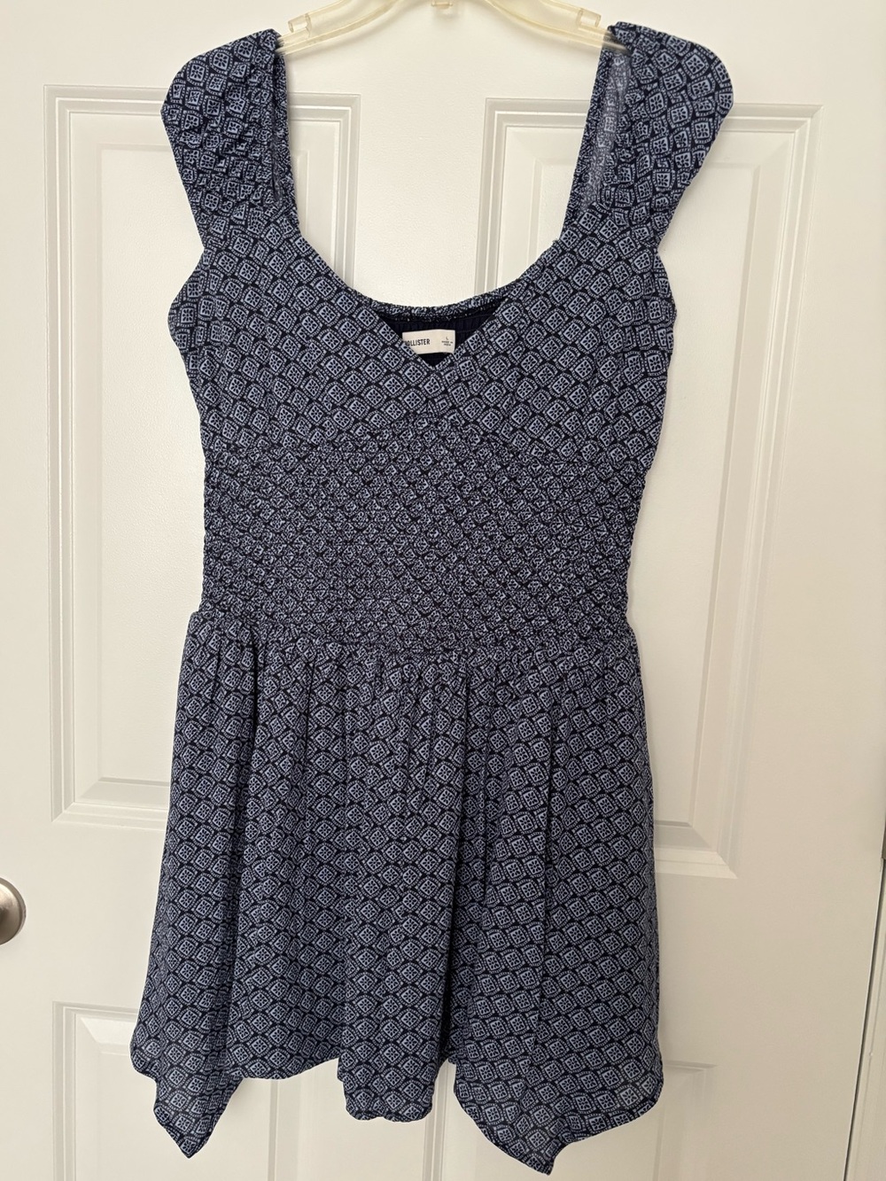 Hollister Navy and White Geometric Sundress